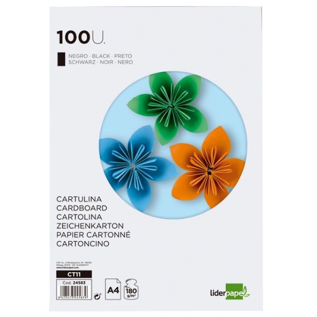 liderpapel ct11 cartulinas din a4 folio negras