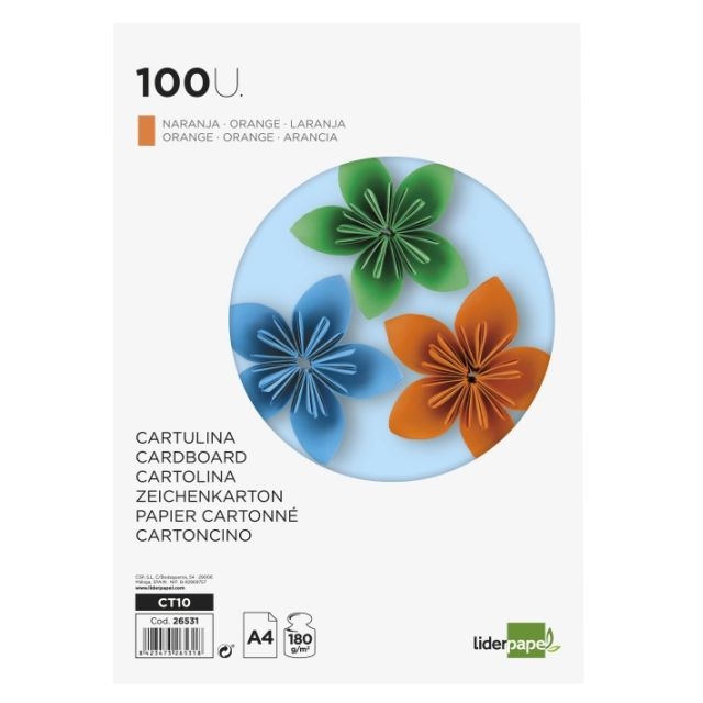 pack 100 hojas cartulinas din a4 folio naranja