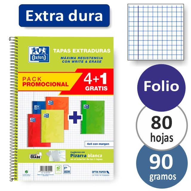 pack 4+1 libretas oxford tapas extra duras