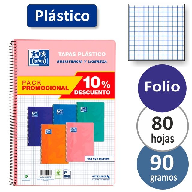 pack 5 libretas oxford tapa plastico tendencias