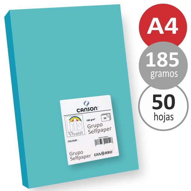 Comprar Pack 50 cartulinas Din A4 azul Turquesa Canson 185 grs