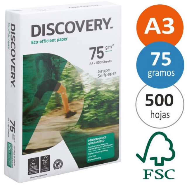 Comprar Papel Din A3, Discovery, 500 hojas, económico, 75 grs