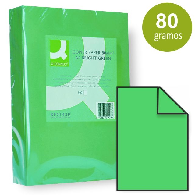 Comprar Papel Din A4 color verde vivo intenso, 500 hojas 80 grs