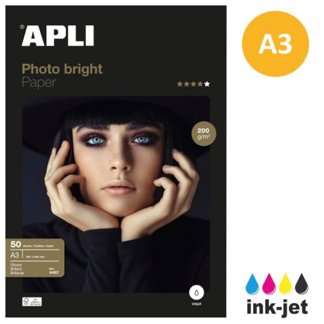 Comprar Papel fotográfico Din A3 Apli 04457, 200 gramos C/50 hojas.