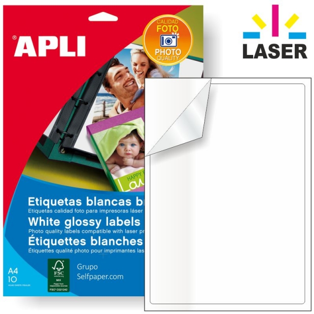 Comprar Papel fotografico laser color adhesivo pegatina brillo glosy