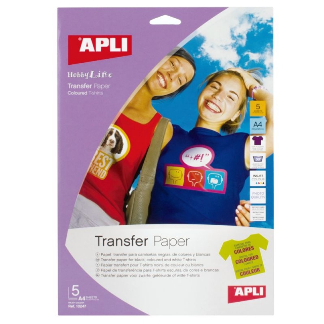 PAPEL TRANSFER PARA CAMISETAS ALGODÓN A4 INKJET 5H APLI - PAPEL ESPECIAL