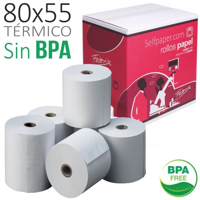 Comprar Papel térmico 80x55x12 - Sin Bpa - Rollos, en Envase