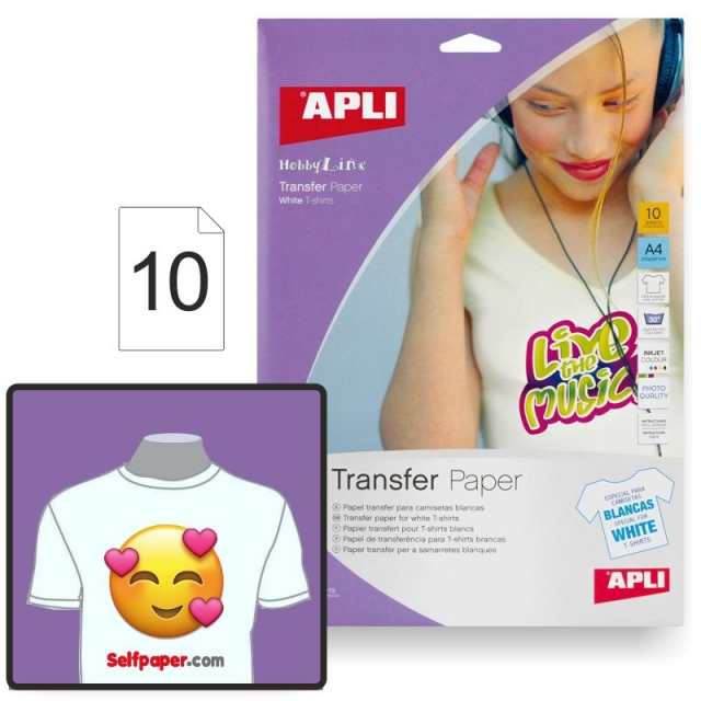 Comprar Papel Transfer camisetas Apli Din A4 10h Prendas Blancas