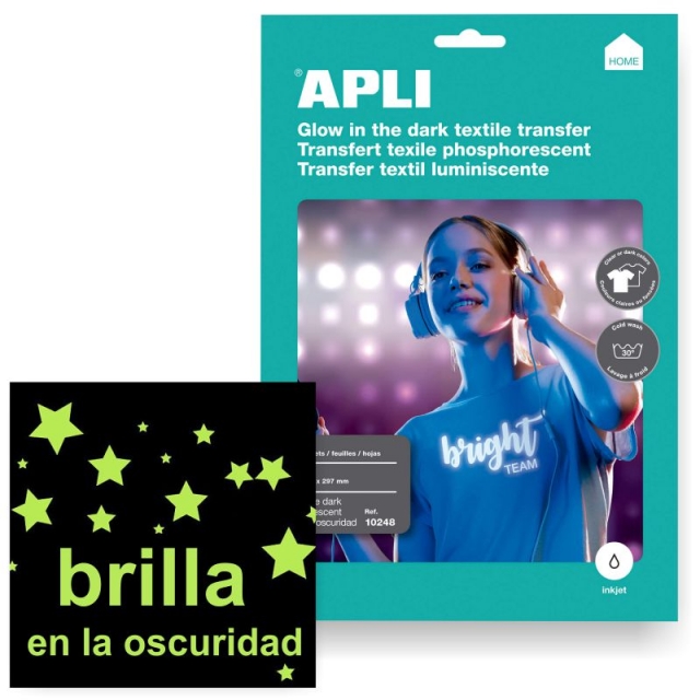 papel transfer luminiscente brillo oscuridad apli