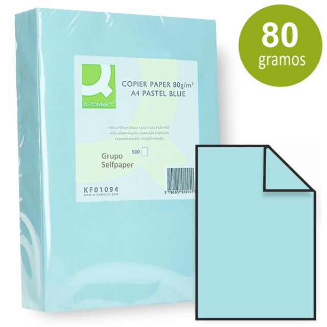 q connect kf01094 papel a4 color azul celeste