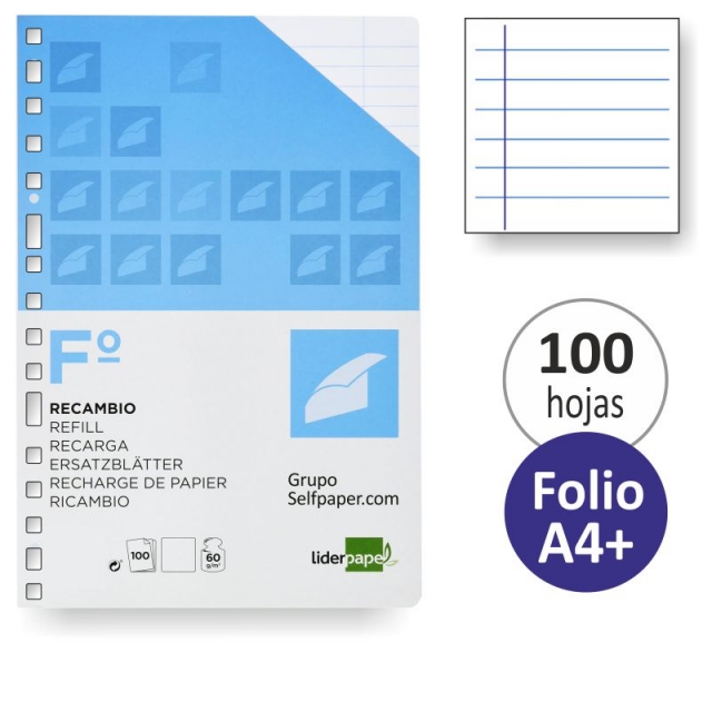 Comprar Recambio carpeta 16 anillas una raya horizontal, folio, 100h