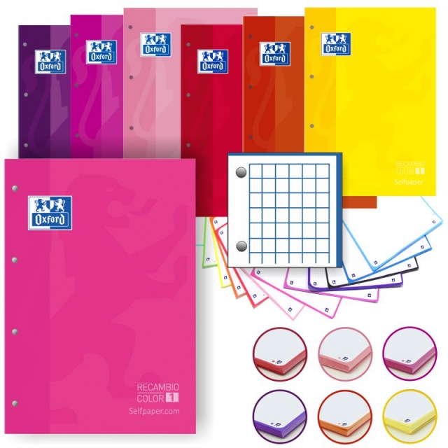 Comprar Recambio Oxford cuadros, 4 anillas papel 90 grs unicolor