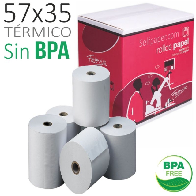 Comprar Rollo papel térmico 57x35x12 Datáfono Recarga movil TPV