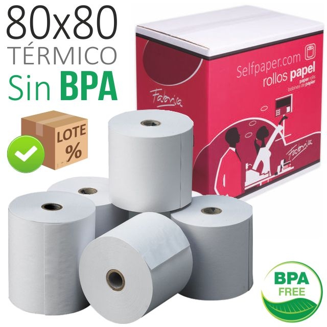 100 Rollos Papel Térmico 60x55x12 Sin Bisfenol A - La Tienda del Rollo