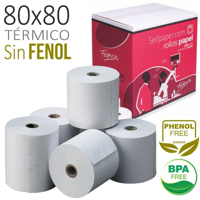 rollos tickets termicos sin fenol free 80x80x12