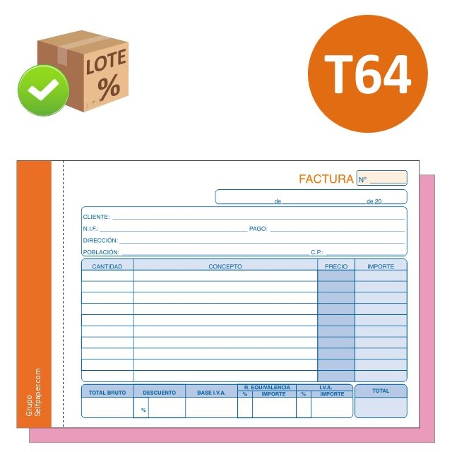 Comprar Talonarios Facturas T-64 Duplicado apaisado 210x150mm