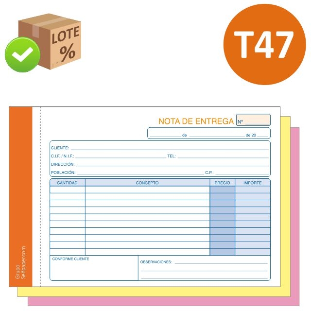 talonarios notas de entrega triplicado t47 cuarto