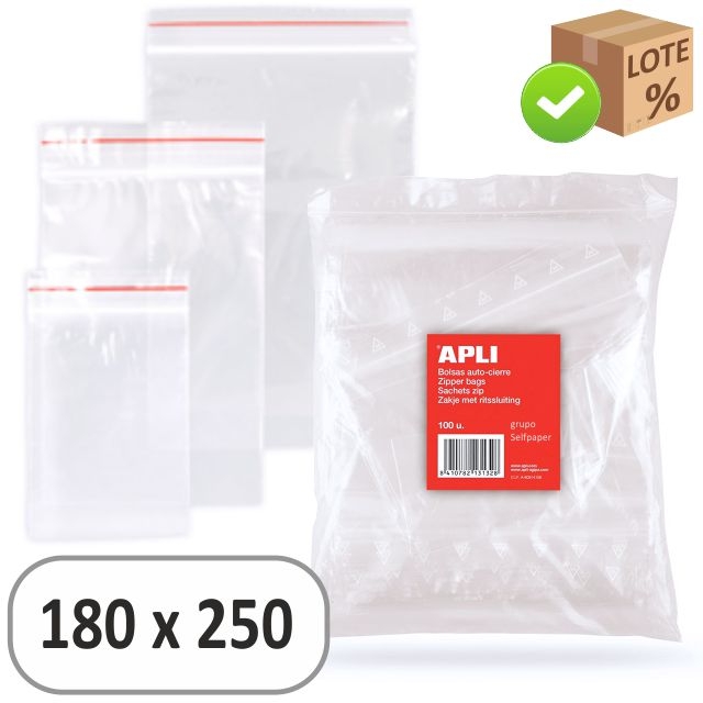 Comprar Bolsa Autocierre plastico 180x250mm Apli Pte.100