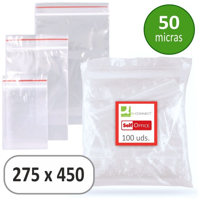 Bolsas plastico autocierre minigrip 275x450 mm grandes 100 u