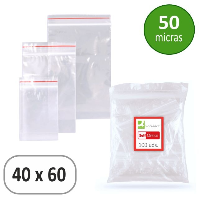 Bolsas autocierre minigrip zip 40x60 mm, 4x6 cm, Pack 100 u