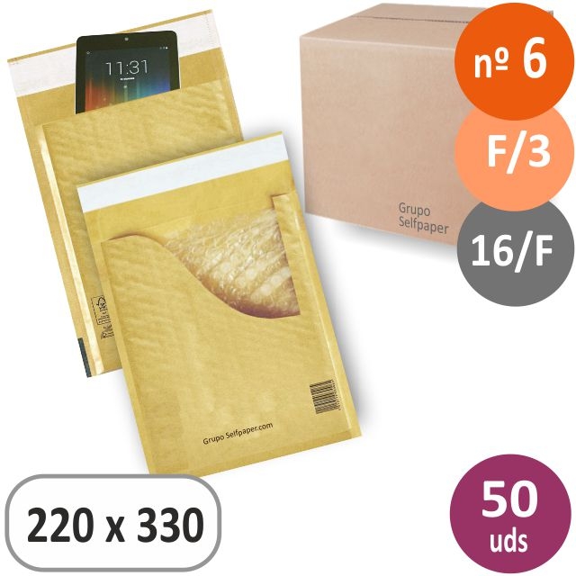 Comprar Caja 50 bolsas burbujas sobres acolchados nº 6, F/3, 16F