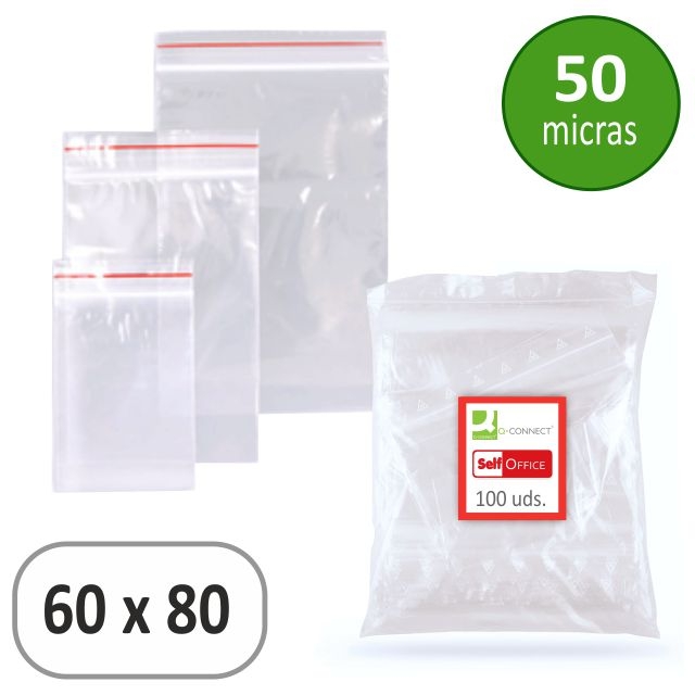 Comprar Bolsas de plastico con autocierre 60x80mm zip, Pte 100 Uds
