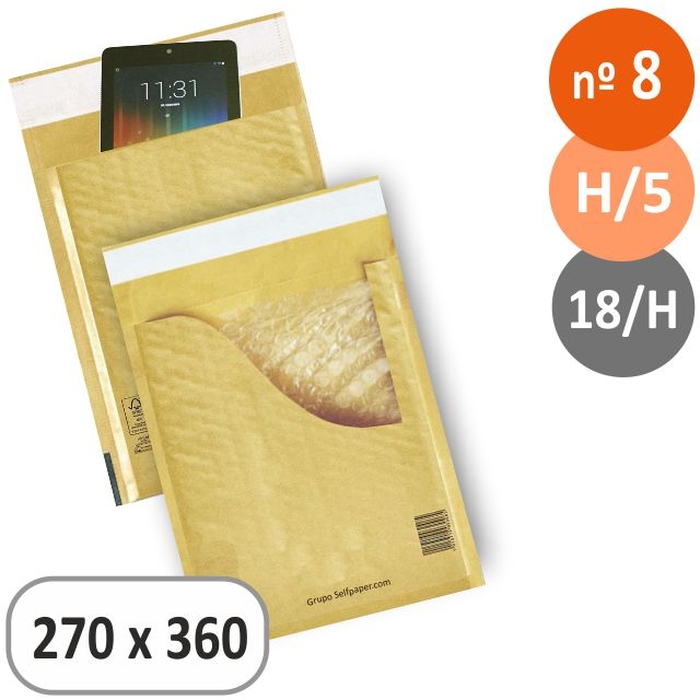 Comprar Bolsas sobres acolchados burbujas nº 8, H/5 Kraft airbag