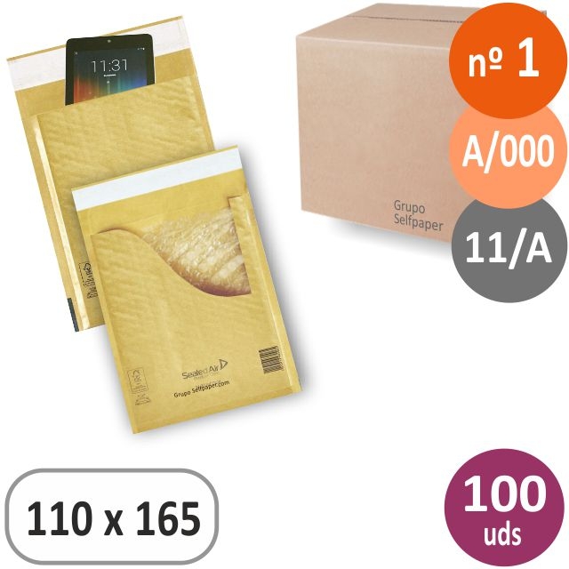 Comprar Caja 100 bolsas sobres acolchados nº 11, A/000 110x165 mm