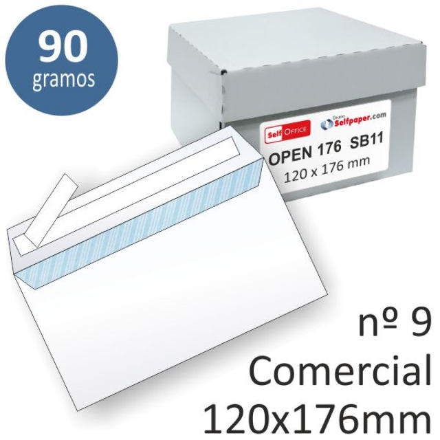 caja de sobres 120x176 autoadhesivos open sam, 500