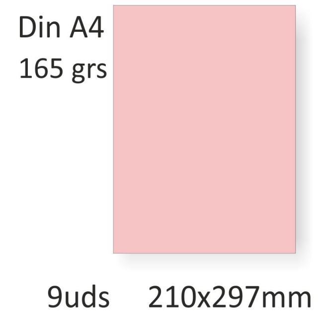 Comprar Papel Din A4 color Rosa Claro, 165 grs, para sobres, Pte.9u