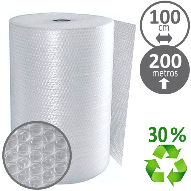 Comprar Plástico burbujas rollo 1 metro x 200 metros 30% reciclado