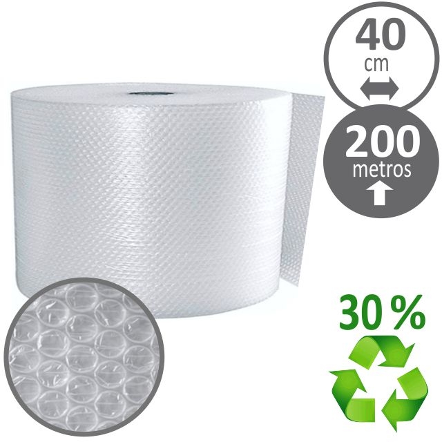 Comprar Plástico burbujas rollo 40 cms x 200 metros, 30% reciclado