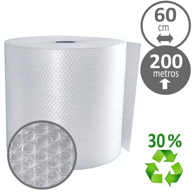 Comprar Rollo de plástico con burbujas 60 cm x 200 mts 30% reciclado