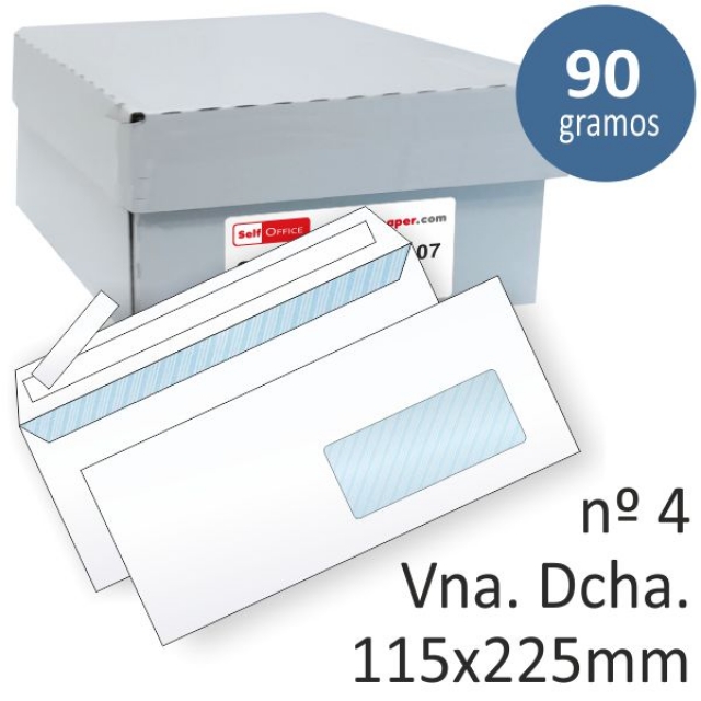 Comprar Sobres 115x225 americanos con ventana derecha, caja 500 uds