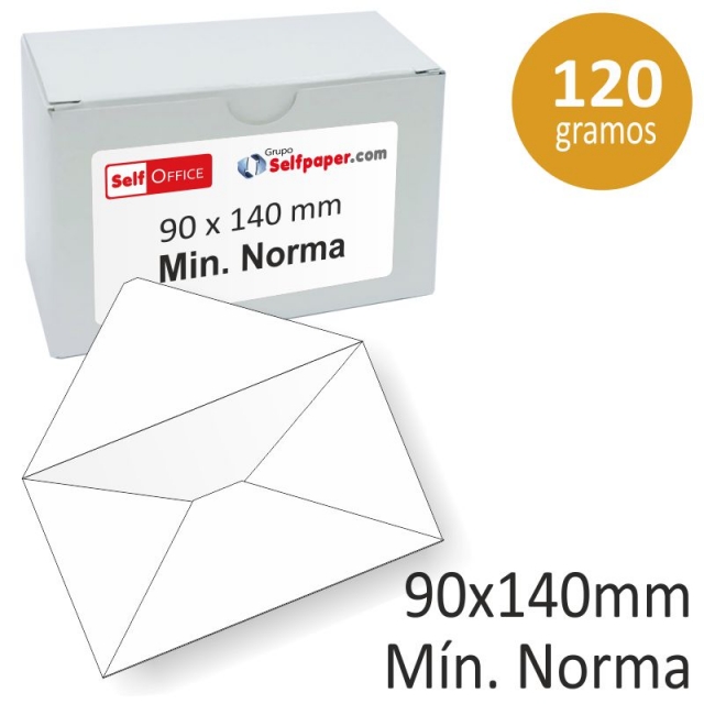 Comprar Caja 100 sobres 90x140 mm. <mínimo norma> 120 gramos