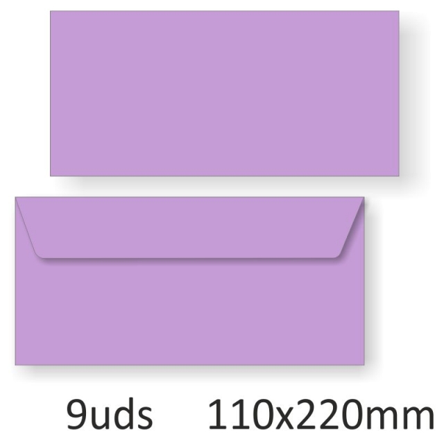 Sobres alargados color lila 110x220mm Pte.9, Selfpaper.com.