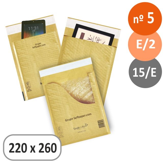 Comprar Sobres de burbujas, bolsas acolchadas nº15, E/2, 220x260 mm