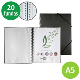 Carpeta 20 fundas Din A5, cuartilla,  Liderpapel EC58