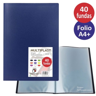 Carpeta 40 fundas, folio, tapas azules  Displast 9025