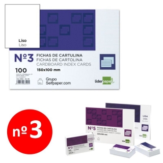 Fichas cartulina blanca numero 3 -  Liderpapel FL03