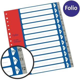 Separador números 1-12 plástico folio