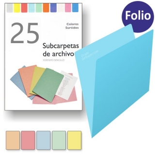 Subcarpetas de cartulina de colores surtidos,  Liderpapel SUB-FSURT