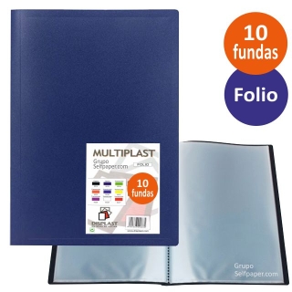 Carpeta 10 Fundas Folio Multiplast azul  Displast 9001
