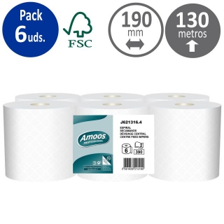 Pack 6 bobinas papel secamanos Amoos  J621316