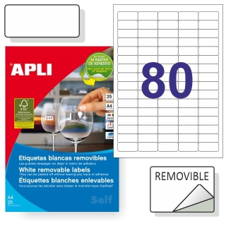 Etiquetas adhesivas Apli 35,6x16,9 mm removibles  10199