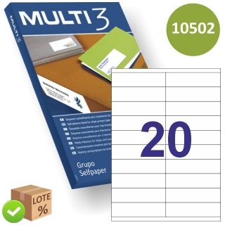 Etiquetas Impresora Láser Inkjet 105x29 Fiscal  Multi3 10502