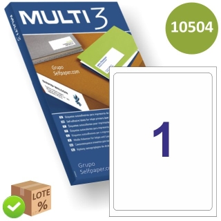 Etiquetas Multi3 10504, 199.6x289.1mm, Corresp. Apli