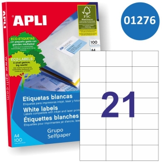 Apli 1276 etiquetas adhesivas A4