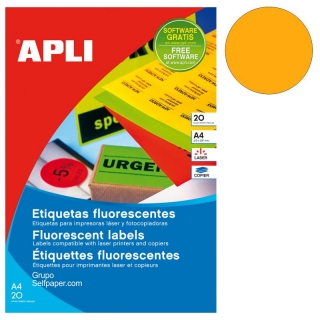 Etiquetas Apli 02867 Crculos naranja fluorescente