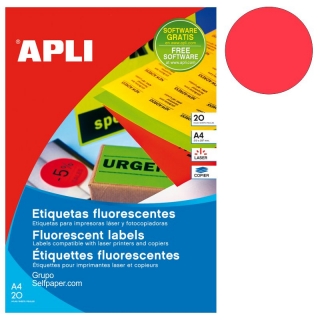 Etiquetas Apli 02868 Crculos rojo fluorescente